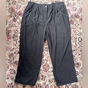 Mid Rise Button Zipper Side Pocket Corduroy Casual Pants - Black